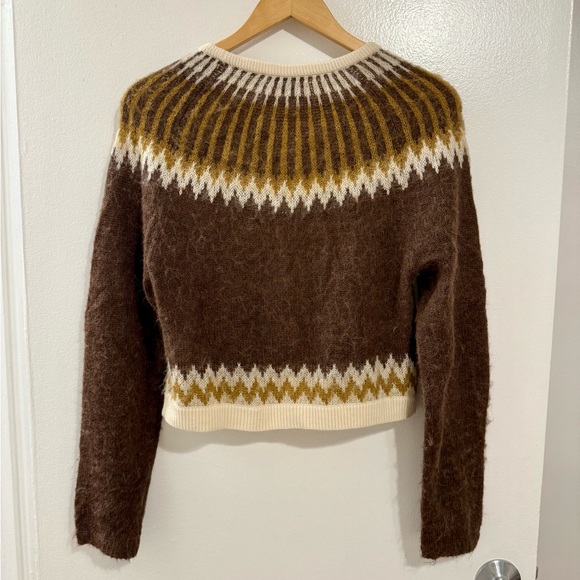 J. Crew Brown and Cream Fair Isle Cardigan Sweater in Brushed Yarn - Picture 5 of 7